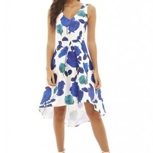 FLORAL DIPPED HEM SKATER DRESS A0026